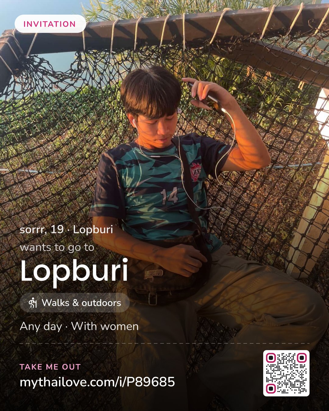 sorrr wants to go to Lopburi: Walks & outdoors. Any day. With women.