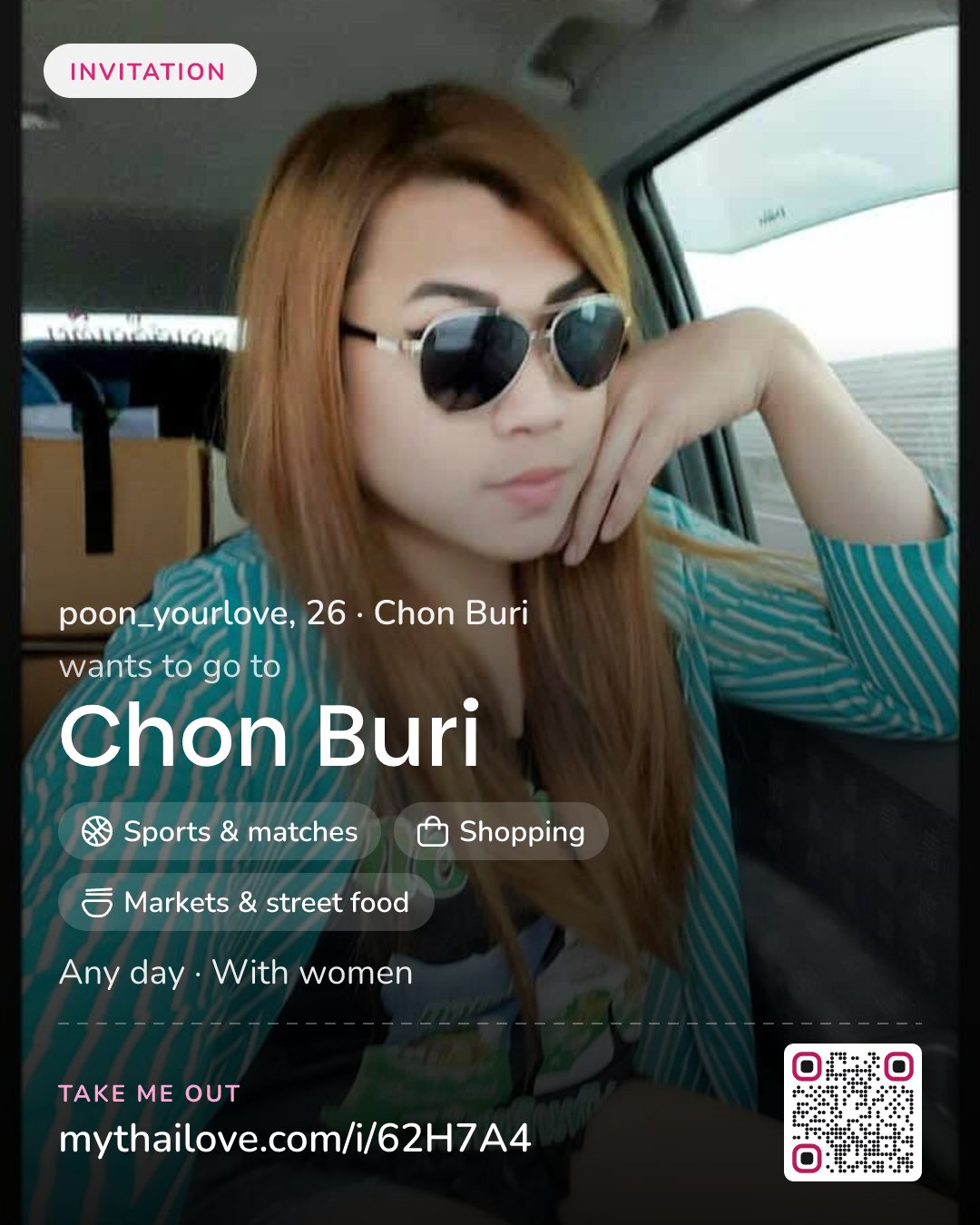 poon_yourlove wants to go to Chon Buri: Sports & matches + Shopping + Markets & street food. Any day. With women.
