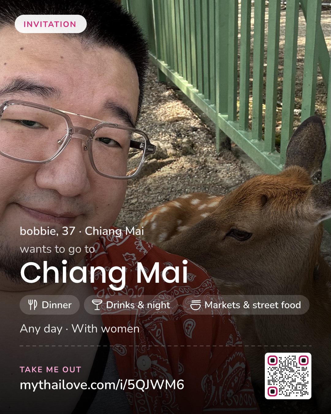 bobbie wants to go to Chiang Mai: Dinner + Drinks & night + Markets & street food. Any day. With women.