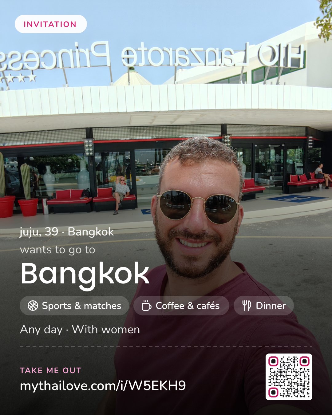 juju wants to go to Bangkok: Sports & matches + Coffee & cafés + Dinner. Any day. With women.