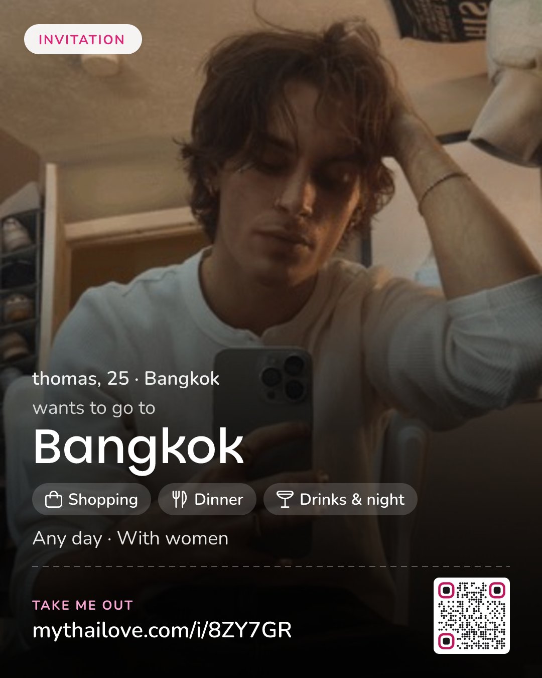 thomas wants to go to Bangkok: Shopping + Dinner + Drinks & night. Any day. With women.