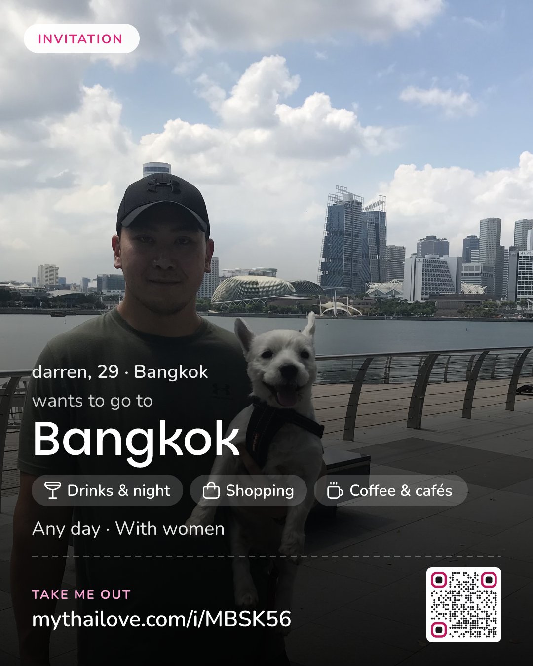 darren wants to go to Bangkok: Drinks & night + Shopping + Coffee & cafés. Any day. With women.