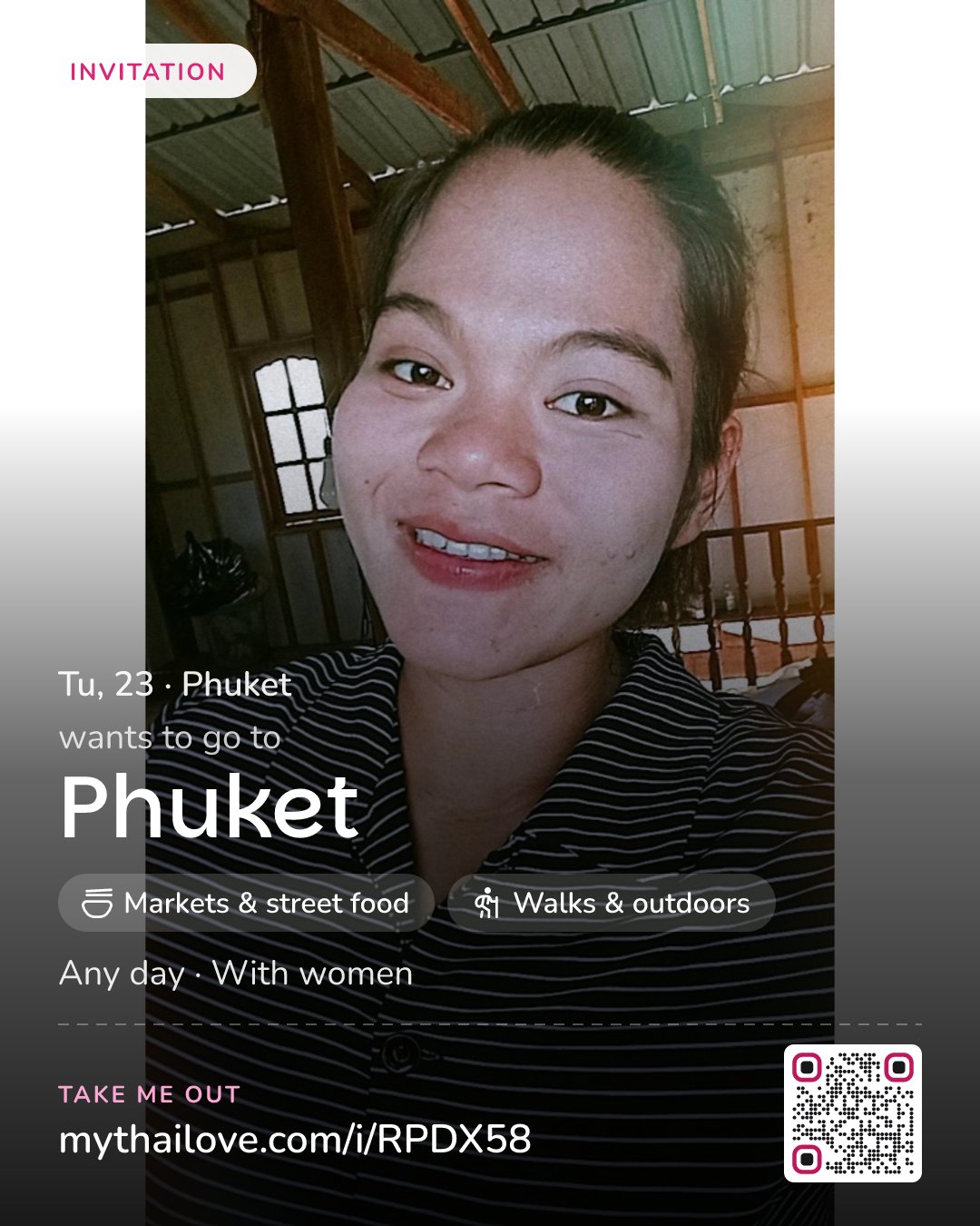 Tu wants to go to Phuket: Markets & street food + Walks & outdoors. Any day. With women.