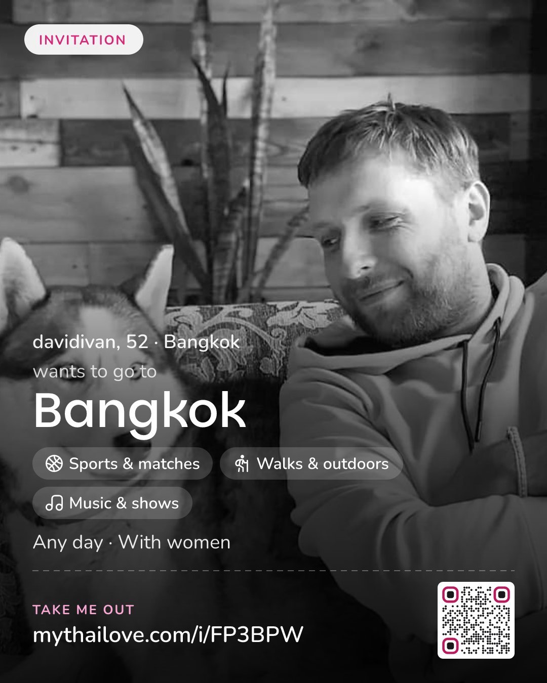 davidivan wants to go to Bangkok: Sports & matches + Walks & outdoors + Music & shows. Any day. With women.