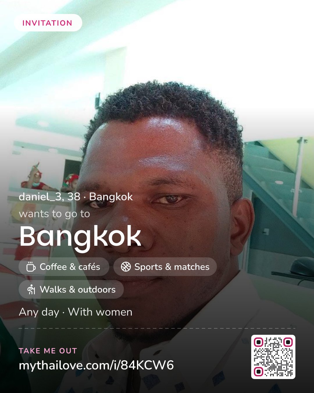 daniel_3 wants to go to Bangkok: Coffee & cafés + Sports & matches + Walks & outdoors. Any day. With women.