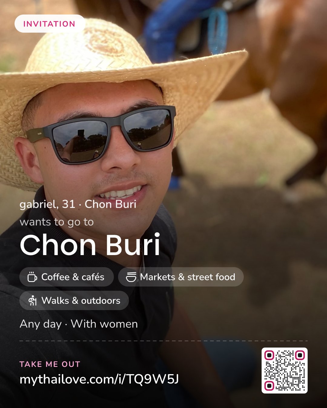 gabriel wants to go to Chon Buri: Coffee & cafés + Markets & street food + Walks & outdoors. Any day. With women.